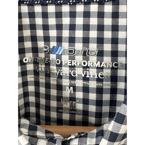 Vineyard Vines OTG On The Go Brrr Black Gingham Shirt Mens M Performance Stretch - Picture 3 of 13
